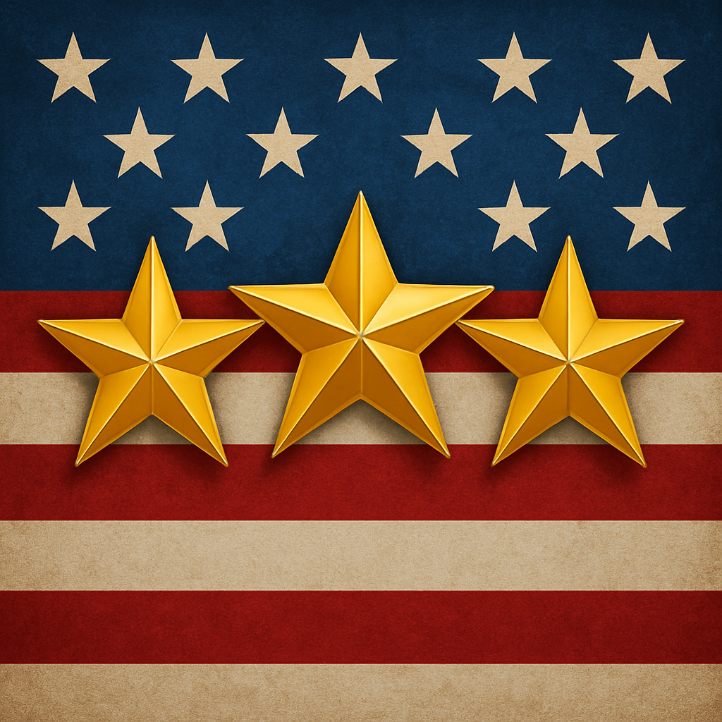 Gold stars on American flag background - VeroCore Solutions excellence in government contracting